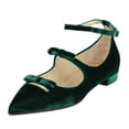 thumbnail image 2 of FSJ Women Graceful Bowknot Pointed Toe Flats Buckled Ankle Strap Mary Jane Low Heel Comfortable Casual Walking Shoes Size Size 9.5 Green, 2 of 4