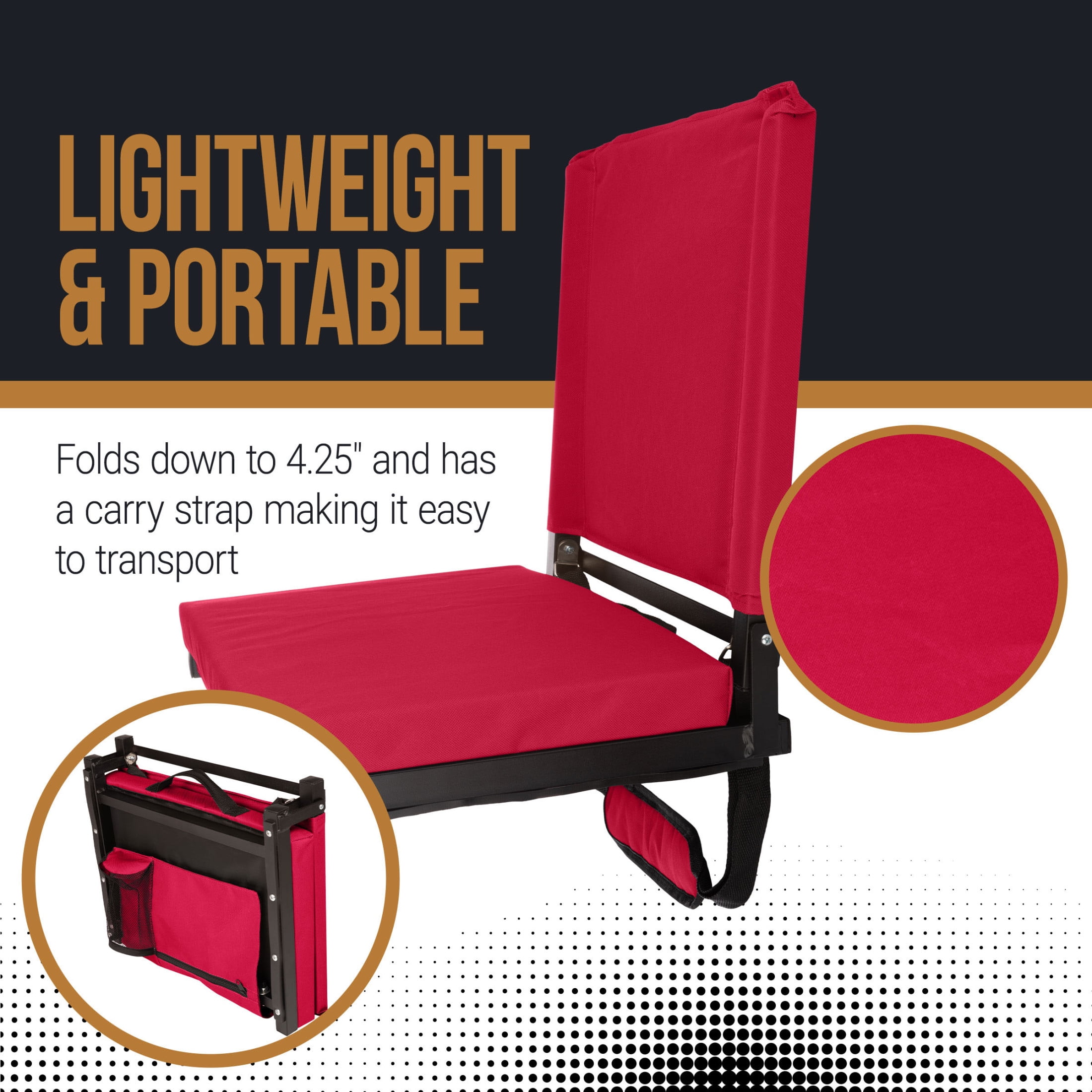 Home-Complete Bleacher Seat - Stadium Seat Cushion with Back, Maroon