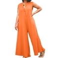 thumbnail image 2 of HBFAGFB Combinaisons pour Femmes Grande Taille Col Rond Décontracté Sans Manches Taille Haute Orange Taille TTG, 2 of 8