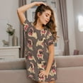 thumbnail image 3 of Balery Cut Pug Camisón de manga corta con cuello redondo para mujer, cómodo y elegante., 3 of 6
