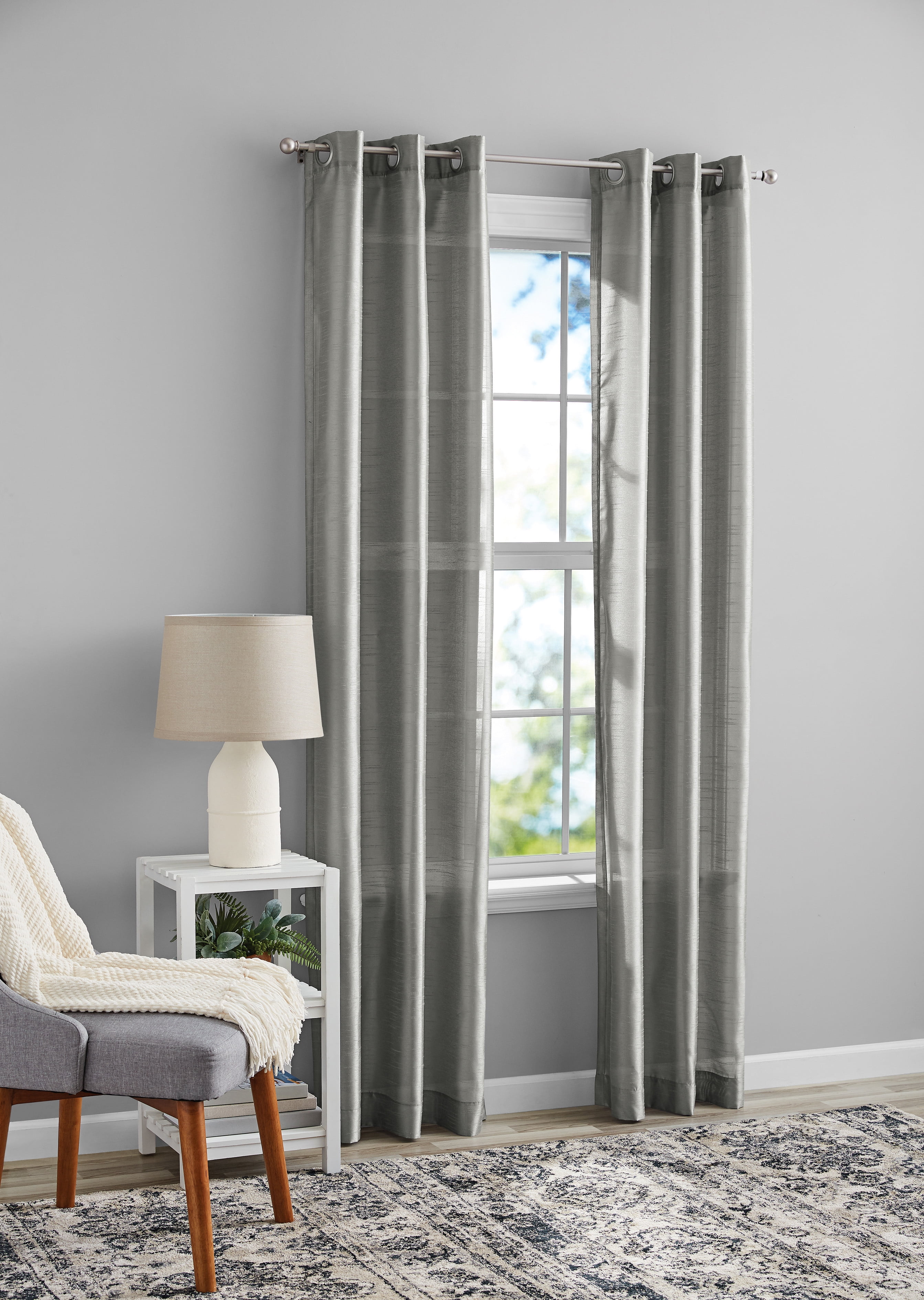 Mainstays Faux Silk Textured Solid Color Light Filtering Grommet