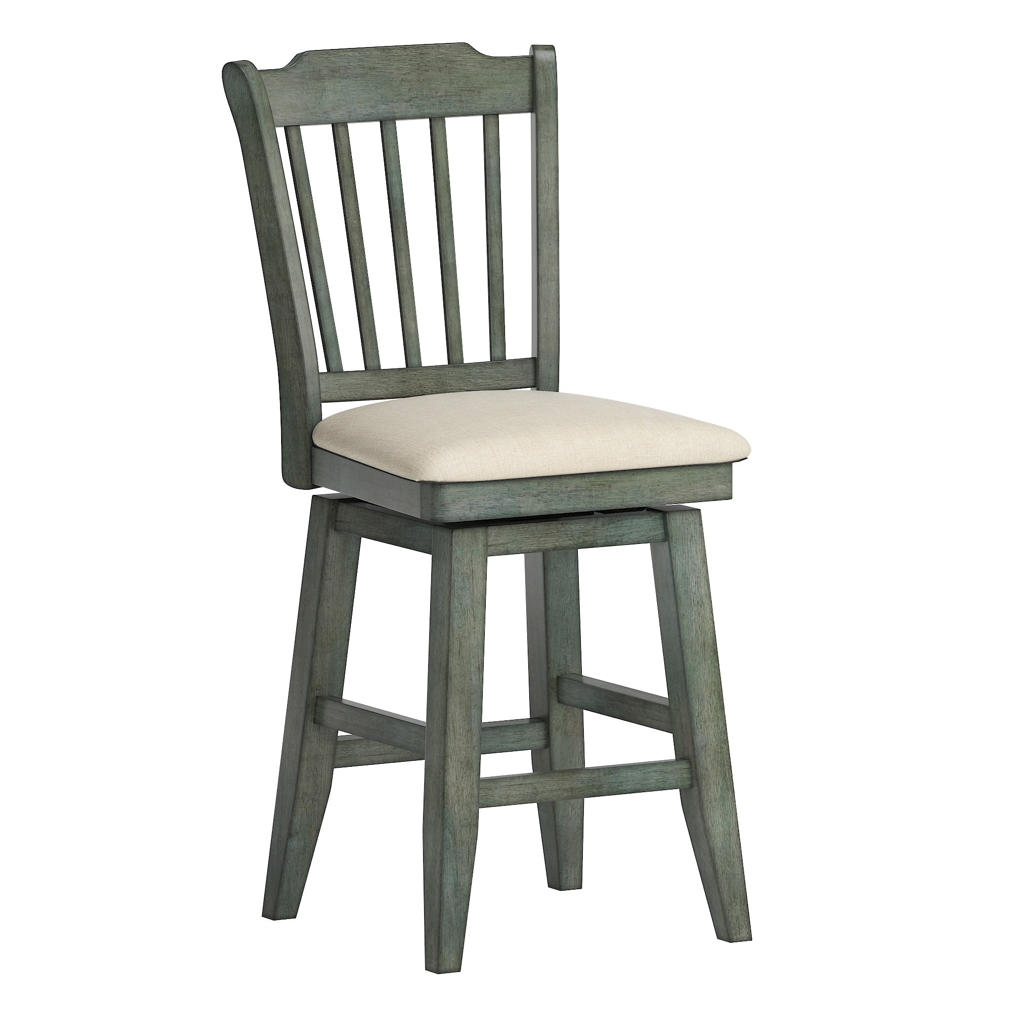 Weston Home Sheena Wood Slat Back 24-inch Counter Height Swivel Stool, Antique Sage Green