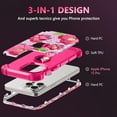 thumbnail image 3 of CASEFIV for iPhone 15 Pro Case,Shockproof Rugged Heavy Duty Cute Colorful Flower Floral Design Protective for Girls Women Cover for Apple iPhone 15 Pro 6.1 inch,Deep Red, 3 of 7