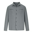 thumbnail image 6 of IROINNID Plain Long Sleeve Shirts for Men Loose Solid Button Button Down Shirt Blouse Tops ,Gray, 6 of 8