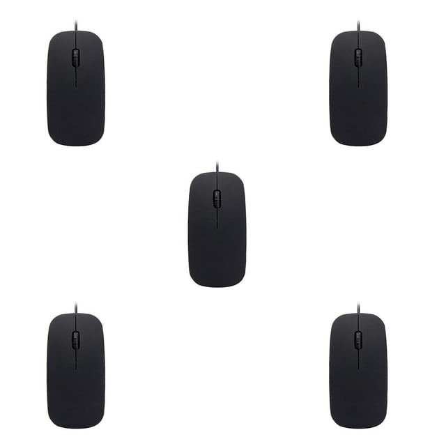 Transemion Mouse Wired Optical Computer Mouses Skin Touch Computers Fitting Laptop Gift Networking Keyboards Table Study Black 5Set