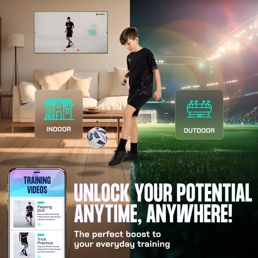 SenseBall Soccer Ball & Soccer Training App - Blue Size 3 (All) - Kickback Trainer