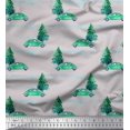 thumbnail image 1 of Soimoi Gray Rayon Crepe Fabric Car & Cedar Tree Print Fabric by the Yard 46 Inch Wide, 1 of 3