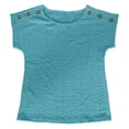 thumbnail image 7 of CAIVO Women Blouses Dressy Casual Solid Color Jacquard Hollow Short Sleeved Tops O-Neck Stylish Shirts, 7 of 7