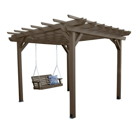 Highwood Bodhi 10' x 10' Pergola Set with 5ft Weatherly Porch Swing - Outdoor, Eco-friendly, Synthetic Wood