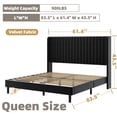 thumbnail image 3 of Frostbloom Queen Size Velvet Upholstered Bed with Wingback Headboard, Black, 3 of 8