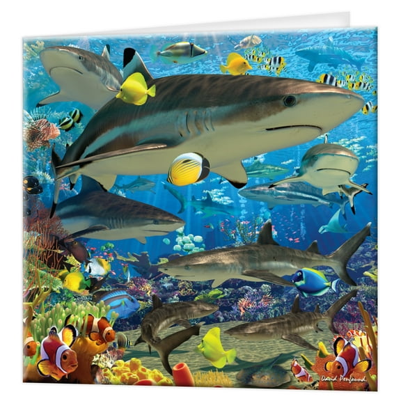 Deluxebase 3D LiveLife Greeting Card – Shark Reef, Colourful Lenticular Art by David Penfound