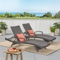 thumbnail image 2 of Gray 2-Piece Faux Rattan Outdoor Chaise Lounge Set - Weather-Resistant, Adjustable Recline, 2 of 8