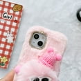 thumbnail image 7 of Allytech Faux Furry Case Cover for Apple iPhone 15 Pro Max, Girly Fuzzy Faux Fur Protective Anti-Scratch Cute Cover Case for Girls Women - Pink, 7 of 7