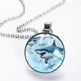 thumbnail image 2 of Shark Elegant Glass Circular Pendant Necklace - Stylish and Trendy Jewelry for Women, 2 of 5