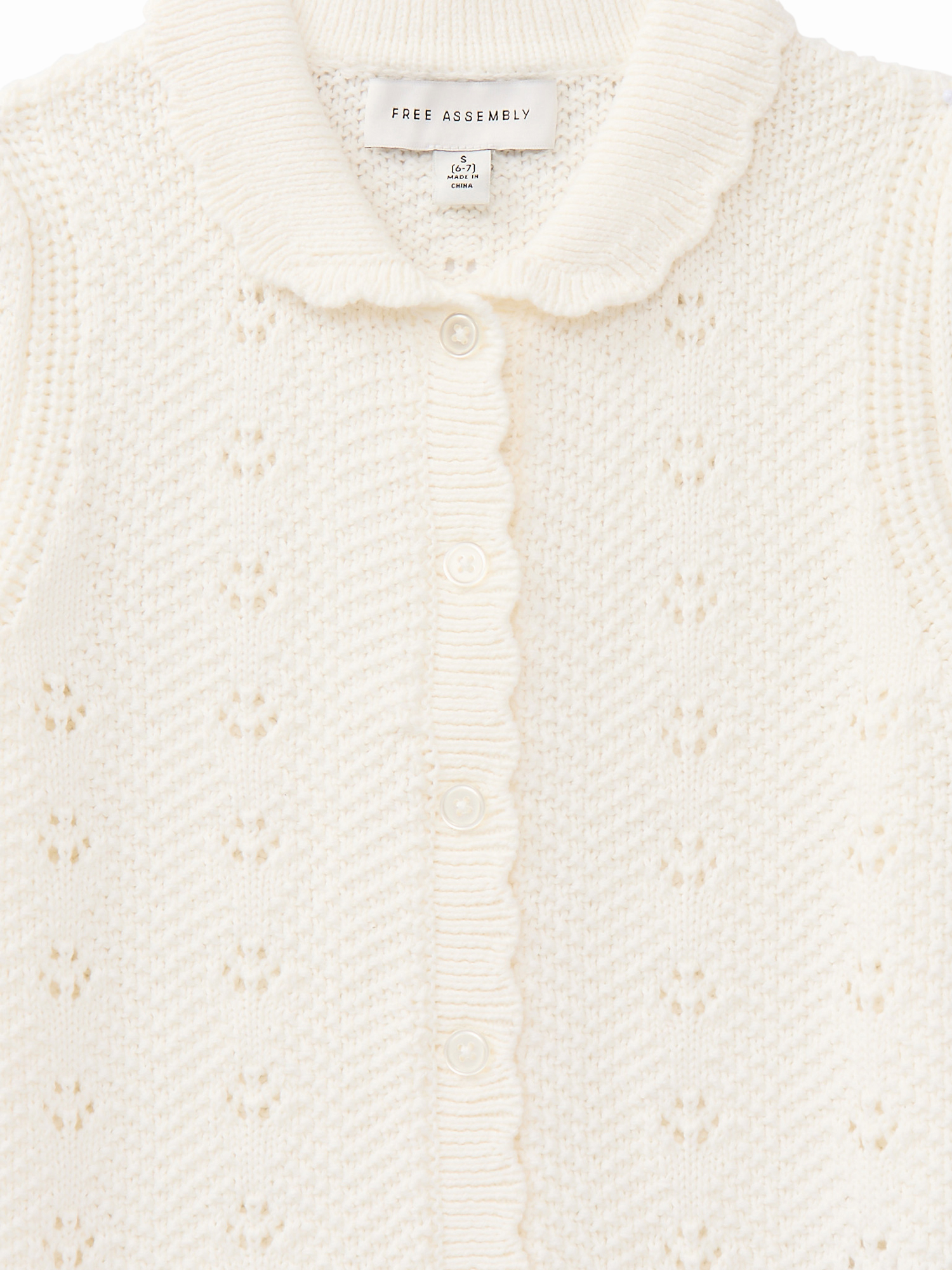 Free Assembly Kids and Toddler Cotton Pointelle Cardigan Sweater with Short Sleeves, Sizes 12M-3T and XS-XL