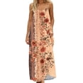 thumbnail image 2 of Women's Boho Summer Maxi Dress Spaghetti Strap Sleeveless Leaf Print Loose Fit Flowy Long Dress Casual Beach Vacation Party Wedding Guest Sun Dress, 2 of 9