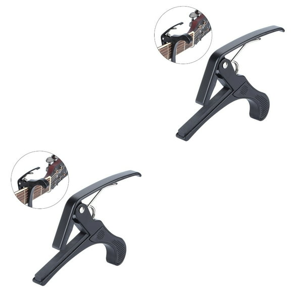2pcs Heavy Duty Tuner Capo Guitar Capo Professional Instrument Capo for Guitar Ukelele (Black)