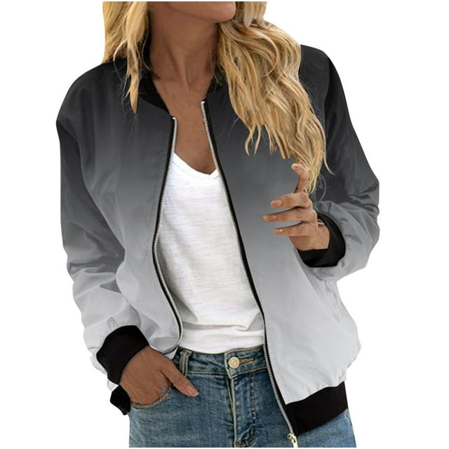 Swstbby Liquidation d'Économies d'Automne! Vestes d'Automne pour Femmes, Chandail à Manches Longues Ample pour Femmes avec Fermeture Éclair, Veste Décontractée en Grosse Maille Style Baseball Gris m