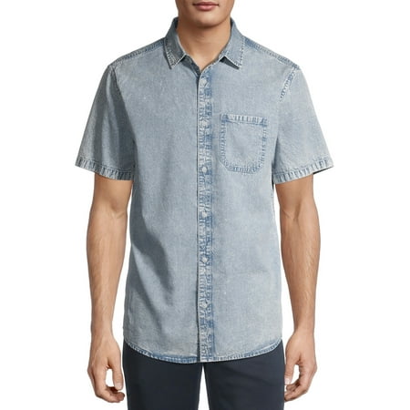 No Boundaries Men's and Big Men's Short Sleeve Denim Shirt, up to 5XL