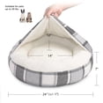 thumbnail image 3 of Sherry Kline Black/White Plaid and Natural Sherpa Medium Round with attached hoodie blanket, Dog Bed (24”x24”x7”), 3 of 4