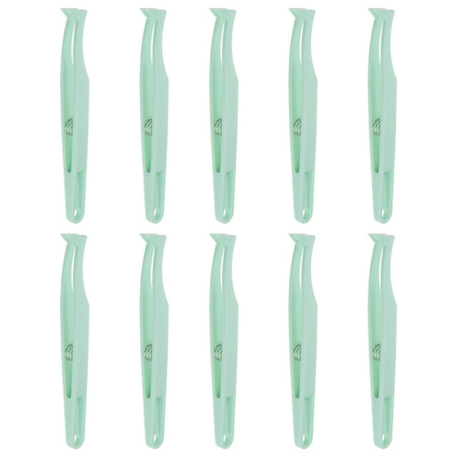 Unique Bargains Sticker Tweezers for Crafting Curved Tip with Spring, Green, 10 Pieces