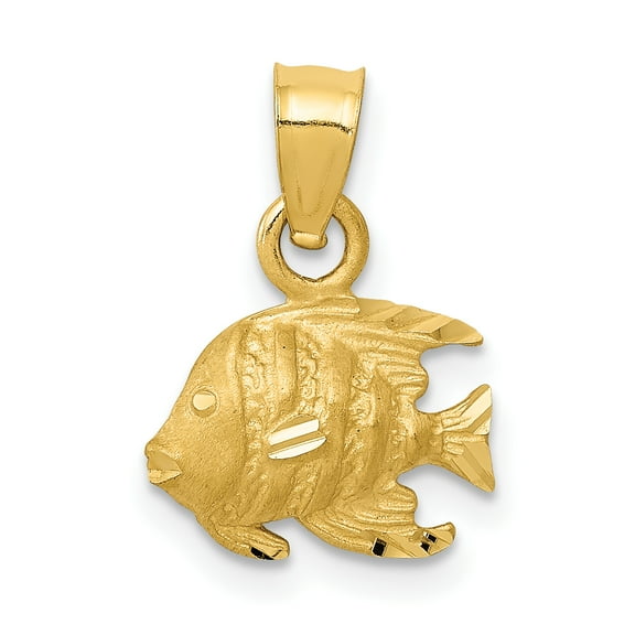 14k Yellow Gold Solid Fish Charm Pendant