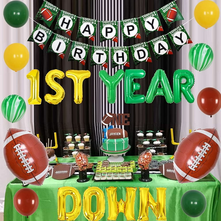 Custom First Year Down Banner, Football 1st Birthday Decorations