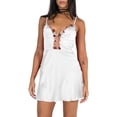 thumbnail image 1 of Lucakuins Mini vestido de satén para mujer, correa de espagueti de verano, cuello en V profundo, bordado floral, vestido de cami Lucakuins moda, 1 of 6