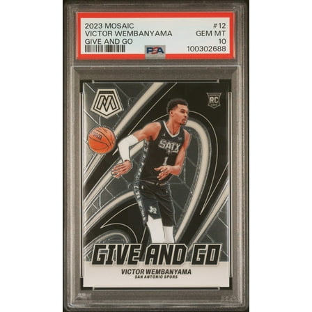 Graded 2023 Panini Mosaic Victor Wembanyama #12 Give and Go Rookie RC Basketball Card PSA 10 Gem Mint