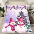 thumbnail image 2 of Manfei Christmas Snowman Child Twin Sheet Sets, Rustic Farmhouse Tree Twin Fitted Sheet, Winter Western Festival Flat Sheet, Breathable Home Decor, 3pcs, 2 of 7