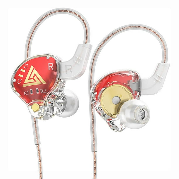 QKZ AKX Audífonos con micrófono Audífonos intrauditivos Conector de 3,5 mm para juegos (Rojo)