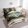 thumbnail image 3 of jejeloiu Vintage Aztec Rhombus 7pcs Bedding Comforter Set,Brown Cyan White Queen Bedding Sets,Ancient Bohemian Geometric Queen Sheet Sets For Kids,Luxury Bedroom Decor Reversible, 3 of 8