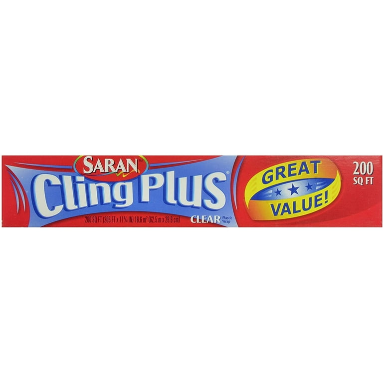 Saran Cling Plus Plastic Wrap, Clear, 200 Square Feet