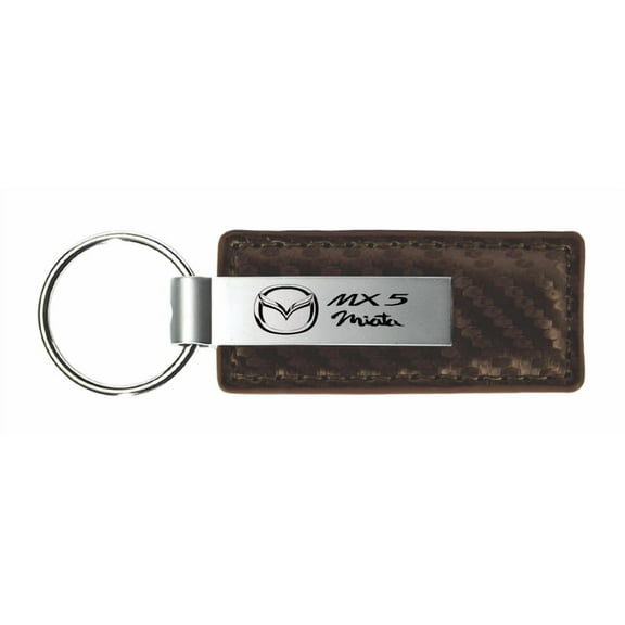 Mazda Miata MX-5 Carbon Fiber Leather Key Chain (Taupe)