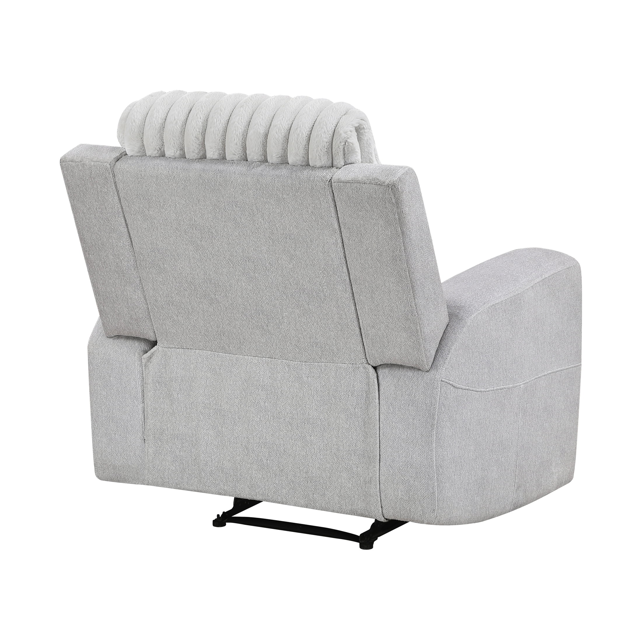 OakvillePark Emberlake Textured Microfiber and Corduroy Manual Reclining Chair, Light Gray