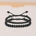 thumbnail image 4 of ievspot 2 Pcs Men Handwoven Bracelet Beaded Matte Agate Stone Healing Spiritual Bracelet Birthday Gifts Men Jewelry, 4 of 8