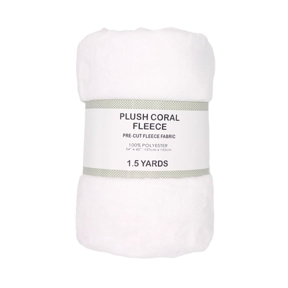 Shason Textile 1.5 Yard Cut Plush Coral Fleece Fabric, White, 54" Wide for Sewing & Crafts