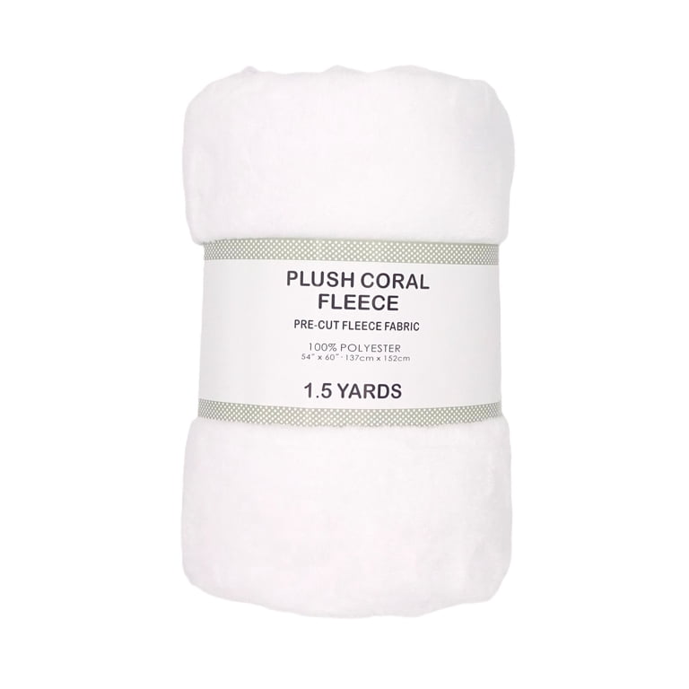 Plush Coral Fleece Fabric Precut, 54" x 1.5 Yd, White photo 1