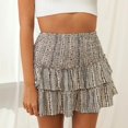 thumbnail image 5 of HZLPFO Women's Boho Ruffle Mini Skirt Summer Print Floral Tiered Short Skirts for Women Casual High Waist Flowy Pleated Skirt Coffee,L, 5 of 7