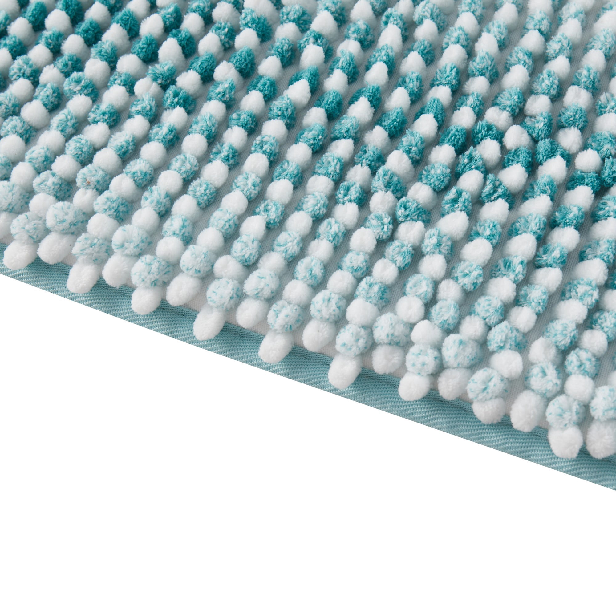 VCNY Home Memory Foam Noodle Teal Heathered Stripe Polyester Bath Rug, 20" x 30"