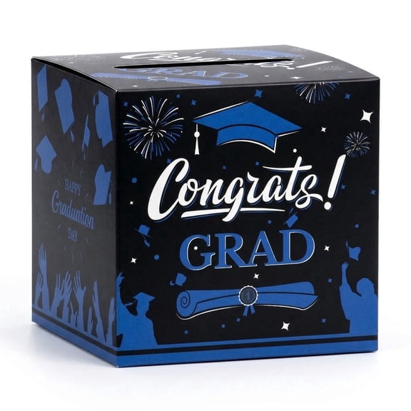 Blue Graduation Card Box, Folding Money and Greeting Stationery for Ceremony, 1 Count