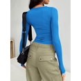 thumbnail image 3 of ORUYROP T-Shirts à Manches Longues pour Femmes Mode Automne 2023 Crop Tops Basiques Ajustés Y2K, 3 of 5