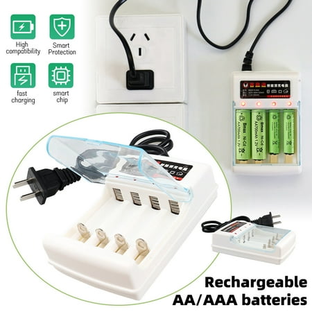 DFITO 4 Slots 1.5V A￵A/A￵AA Rechargeable Battery Charger Smart Charger Cable