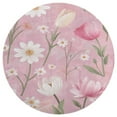 thumbnail image 3 of Floral Colorful Flower Soft Bedroom Round Area Rug, Washable Cute Nursery Circle Throw Mat, Non-Slip Contemporary Small Low Pile Floor Carpet for Dorm Bedside, 3 of 6