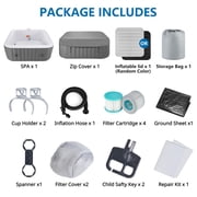 4-6 Person Outdoor Portable Inflatable Heated Hot Tub with 130 Bubble Jets, Square Inflatable Heated Pool Spa with Insulated Cover, Insulated Cover and Carry Bag, Gray