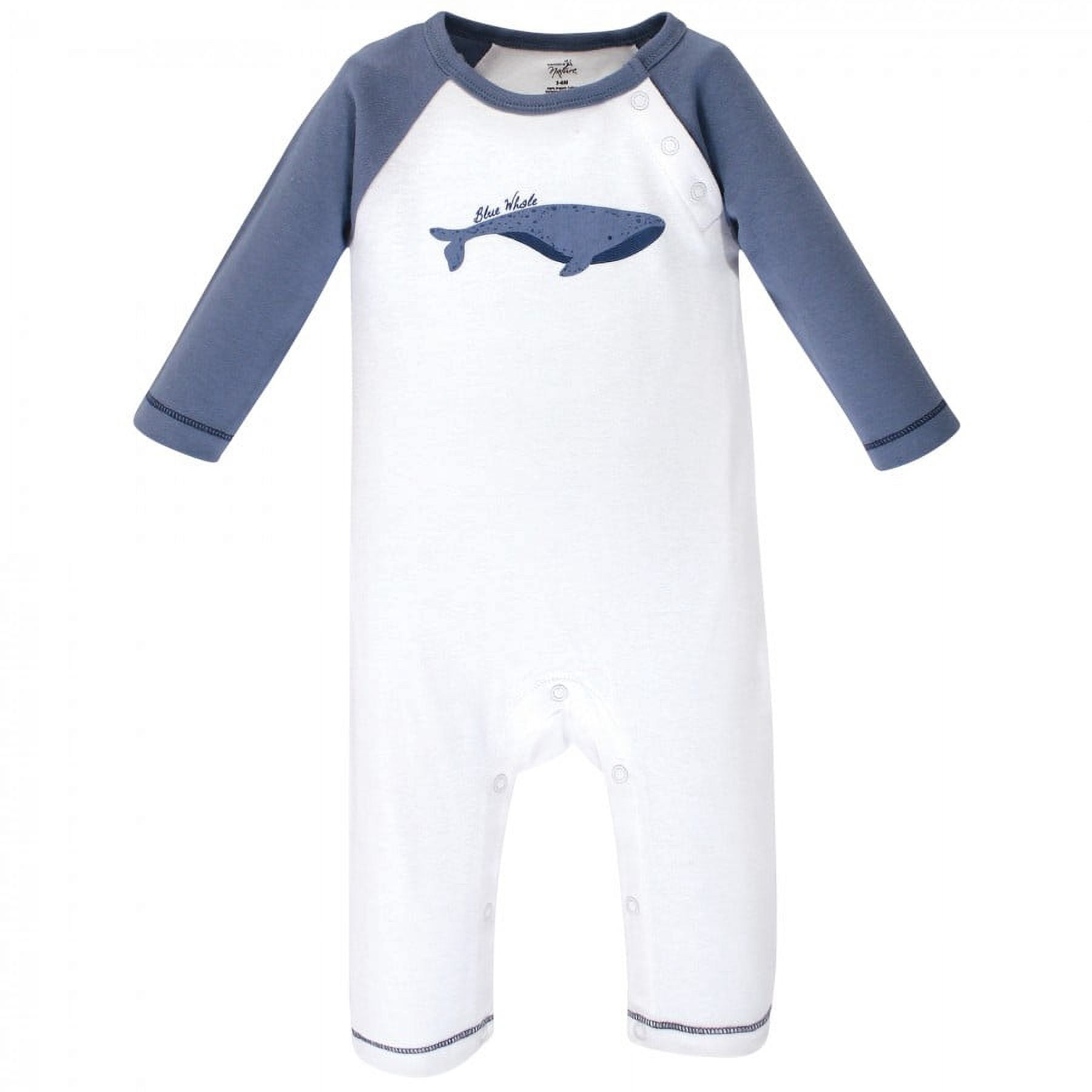 Touched by Nature Baby Organic Cotton Coveralls 3pk, Blue Whale, 9-12 Months