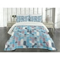 thumbnail image 3 of Ambesonne Abstract Quilted Bedspread Set 3 Pcs, Grunge Retro Rounds, King Size, Pale and Sky Blue Mauve, 3 of 5