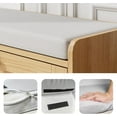 thumbnail image 4 of Oak Shoe Bench, Modern Entryway Bench with 2 Flip Drawers, Shoe Rack Bench with Padded Seat Cushion, Wooden Shoe Storage Bench for Entryway, Bedroom and Apartment, 4 of 9