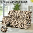 thumbnail image 2 of COEQINE Sofa Cover for Recliner Chair 3 Seater Non-Slip Dog Chair Cover 8 Pieces Couch Slipcover Recliner with Elastic Bottom and Pocket for Kids, Pets, Vintage Leopard Print, 2 of 8