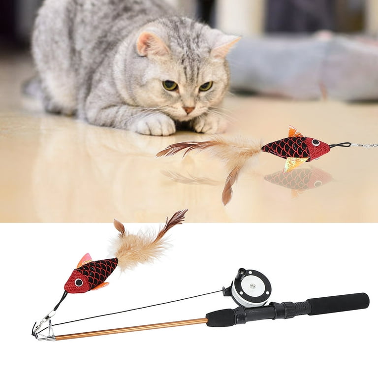 Cat Feather Toys, Feather Teaser Cat Toy Cat Fishing Pole Toy Fishing Rod  Style Toy For Cats 